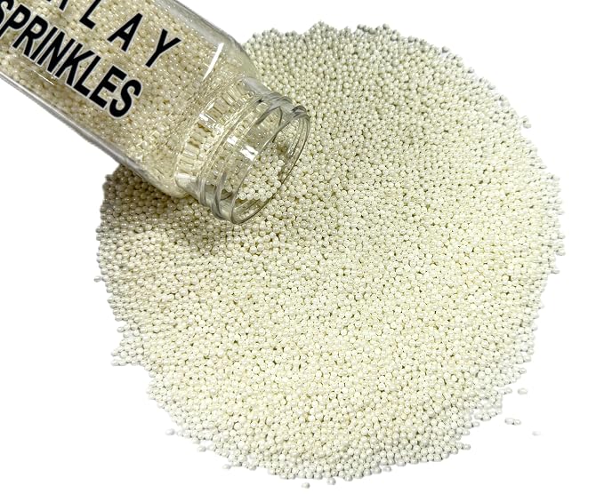Sentovac Edible 2mm White Pearl Sugar Sprinkles for Cake Decorating | 1 Bottle 3.53oz/ 100g Cookie Decorating Celebrations Wedding Shower Party Chirstmas Supplies