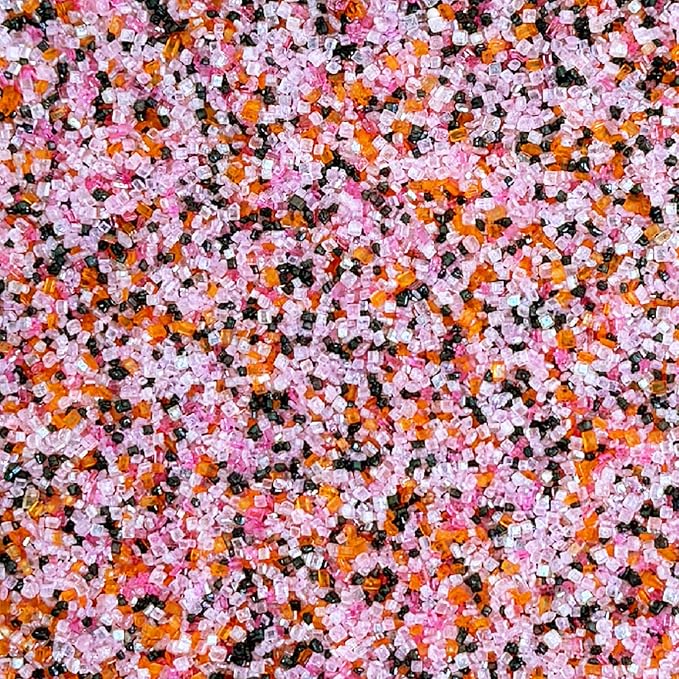 Fancy Sprinkles Screamsicle Fancy Sugar | Pink, White, Black & Orange Halloween Sugar Crystals | Cookie Decorating & Cocktail Rimming | Glam Halloween | 1 Pack (4.6 oz)