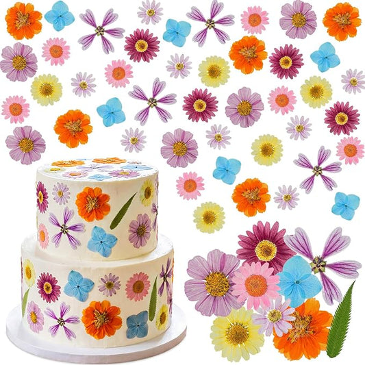 96 Pcs Natural Dried Pressed Flowers for Cake Topper Decorating Cupcake Toppers Cocktails Resin Jewelry Candle Soap Making DIY Art Crafts