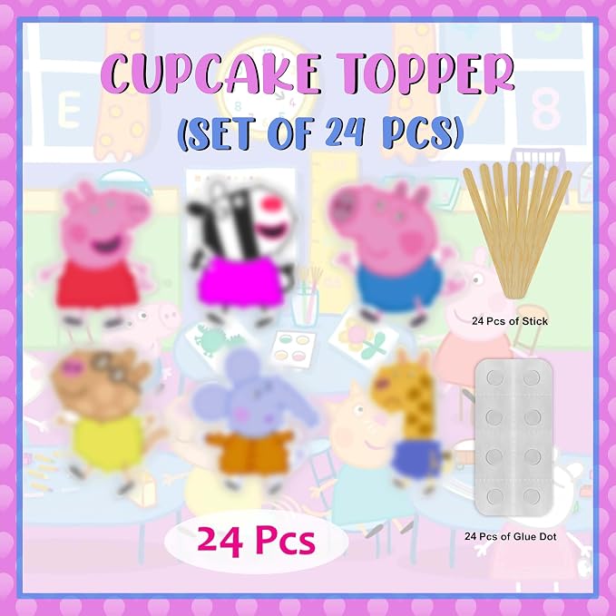Pepa Pig Cupcake Topper Decorations – Cartoon-Themed Party Cake Picks Featuring Pepa, Family & Friends – Fun Supplies for Birthdays, Celebrations & Collectors