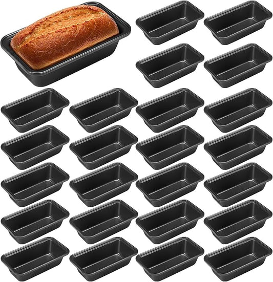 Uiifan 24 Pcs Mini Loaf Pan for Baking Bread Non Stick Small Banana Bread Tins Mini Loaf Pans for Nonstick Tiny Meatloaf Pan Carbon Steel for Oven and Baking (6 * 3.3 * 2inch,Grey)