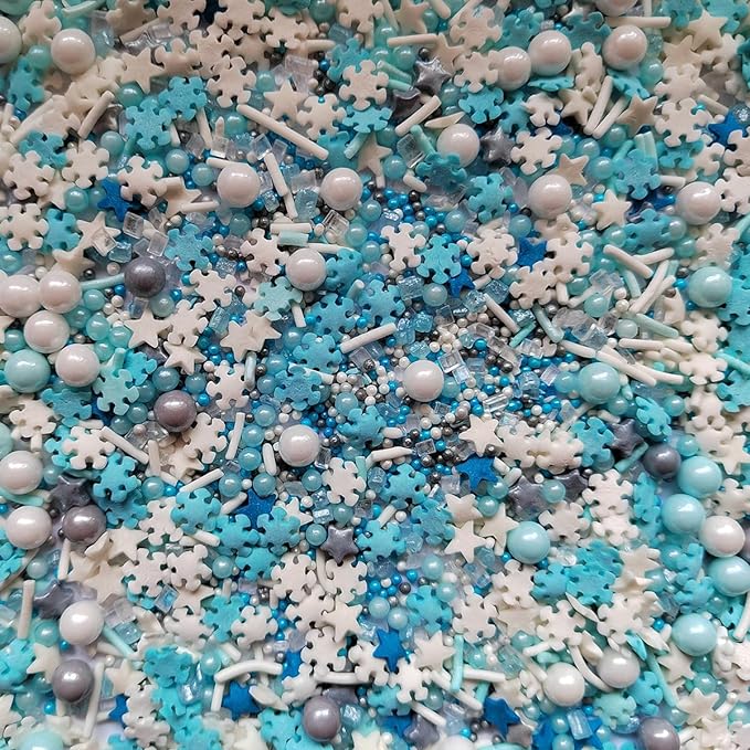 Homankit Frozen Sprinkles Candy Snowflake Pearl Sugar Cake Cupcake Toppers Cookie Ice Cream Dessert Decorations 3 Ounce