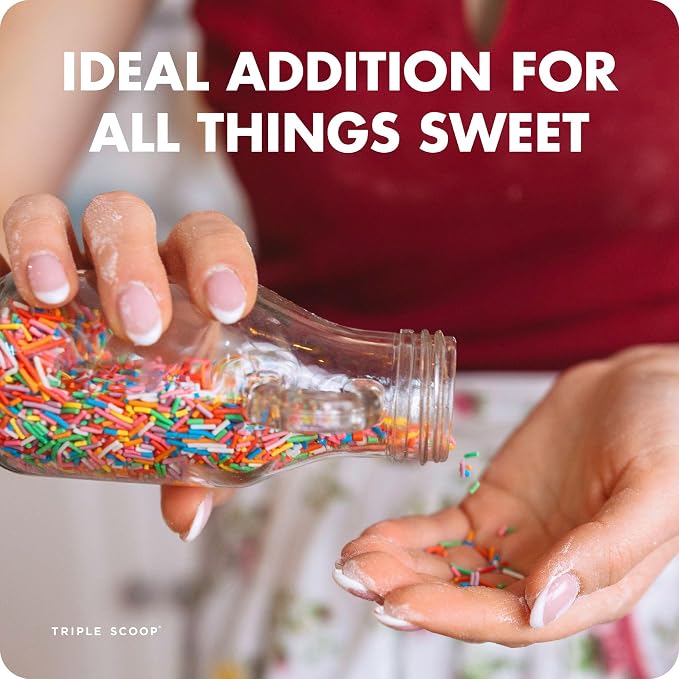 Rainbow Sprinkles - Perfect Toppings for Ice Cream, Cupcakes, Cakes, and Cookies - Colorful Jimmies Sprinkles - 3.2 Ounces - Ice cream toppings - Perfect for Cake Decorating and More.