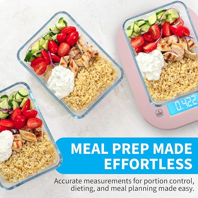 Food Scale, 11lb Pink Digital Kitchen Scale with LCD Display and Tare Function, 1g/0.1oz Precision, Weight Grams and Ounces for Baking, Cooking, Meal Prep and Weight Loss - Smart Weigh