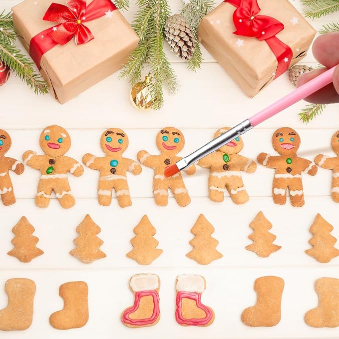 15 Pcs Food Safe Paint Brushes, Pink Sugar Cookie Decorating Brushes Kit Multifunctional Cake Decorating Food Grade Paint Brush for Professionals Beginners Making Candy Cakes Cookie DIY Crafts