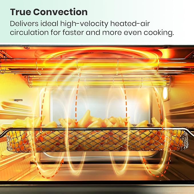 VAL CUCINA Retro 26.3 QT Infrared Heating Air Fryer Toaster Oven, Large Countertop Convection Oven 10-in-1 Combo, 6-Slice Toast, Enamel Baking Pan Easy Clean with Recipe Book