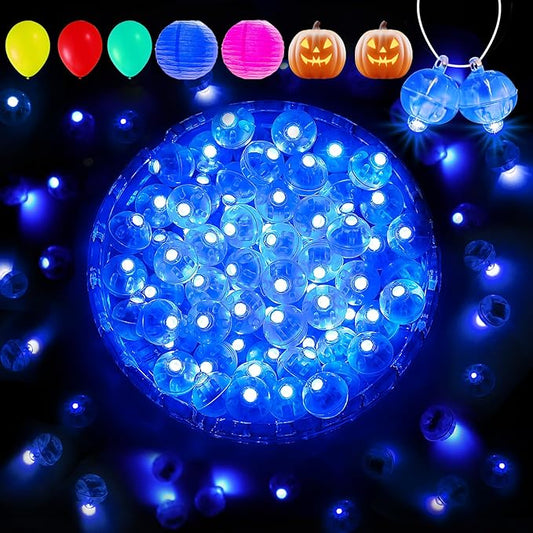 Aogist 200Pcs Blue Balloon Lights with Hook,Long Standby Time,Waterproof Mini Light for Birthday Party Wedding Christmas Halloween Easter Decorative (Steady)