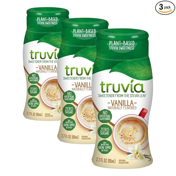 Truvia Zero-Calorie Liquid Sweetener from the Stevia Leaf, Vanilla Flavor, 2.7 Fl Oz Bottle (Pack of 3)