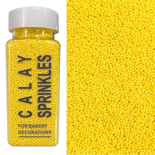 PhilaeEC Yellow Nonpareils Sprinkle 2mm Mini Peals Sprinkle Edible for Cake Decoration Cupcake Topper Cookie Baking Decorations Halloween Christmas Valentine Supplies
