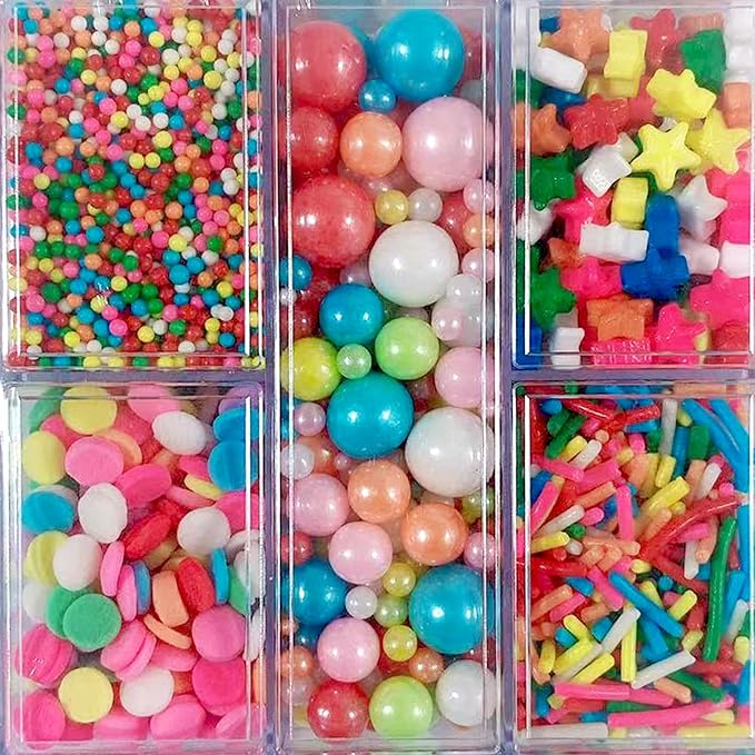Sentovac Rainbow Sprinkles Pearl 2mm Nonpareils Jimmies Star and Confetti Mix for Cake Decorating Candy Cupcake Cake Topper Cookie Baking Decorations Supplies