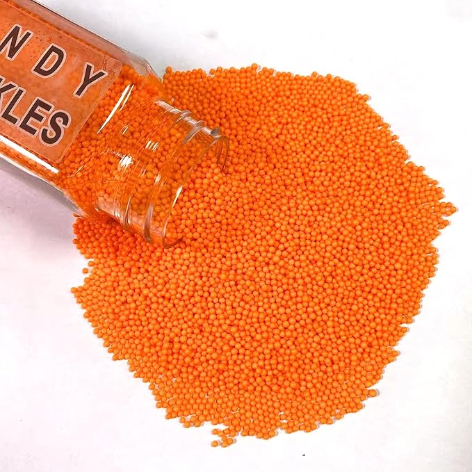 PhilaeEC Orange Nonpareils Sprinkle 2mm Mini Peals Sprinkle Edible for Cake Decoration Cupcake Topper Cookie Baking Decorations Halloween Christmas Valentine Supplies