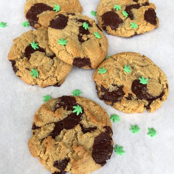 The Sugar Lab Hemp Leaf Sprinkles - Edible Marijuana Party Decorations - CBD & THC Free - Cake Decor & Ice Cream Topping - For 420 Cupcakes - Pot Leaf Sugar Sprinkles - 2oz - Sold in a Bud Tin