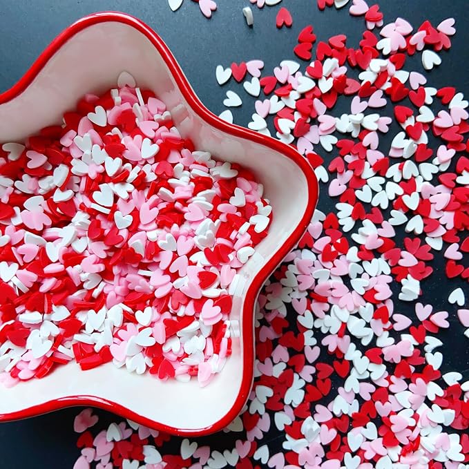 EHOPE 100G Fake Sprinkles Polymer Sprinkles Faux Sprinkles Resin Sprinkles Clay Sprinkles For Resin Fake Candy Sprinkles for Nail Art DIY Crafts Cake Phone Case (100G Heart-3)