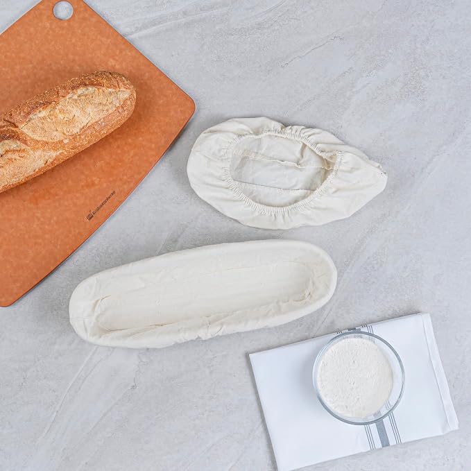 Restaurantware Bread Proofing Basket 13 Inch Long Oval Pack of 1 Rattan Dough Fermentation Basket With Cotton Liners, Oval Banneton Bread Rising Bowl For Home, Commercial, and Artisanal Baking