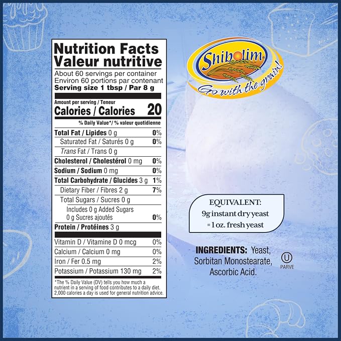 Shibolim Instant Dry Yeast, 1.1 lb (3 Pack) | Fast-Rising Yeast for Rapid Rise | Great for Challah, Bread, Pizza & More | Kosher | Vacuum-Sealed