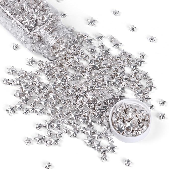 Cobakey Bright Silver Sprinkles for Cake Decorations 100g/ 3.52oz Star Metallic Pearl Sugar Sprinkles for Cupcake Toppers Wedding Party Valentines Halloween Christmas Supplies