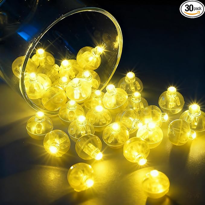 LIHAO 30pcs LED Balloon Lights Mini Round LED Ball Lights for Christmas Halloween Birthday Wedding (Warm White)