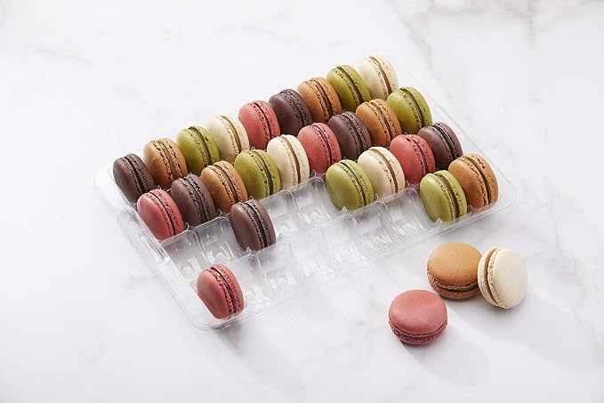 Pastry Chef's Boutique Clear Plastic Closeable French Macaron Storage Trays - Holds 36 Macarons per set - Pack of 6 sets - Made in France