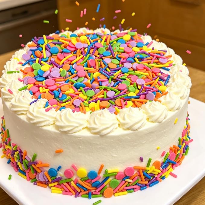 Sentovac Colorful Neon Sprinkles Edible Rainbow Confetti Jimmies Mix for Cake Decorating Candy Cupcake Cookie Baking Ice Cream Dessert Halloween Christmas Holiday Decorations