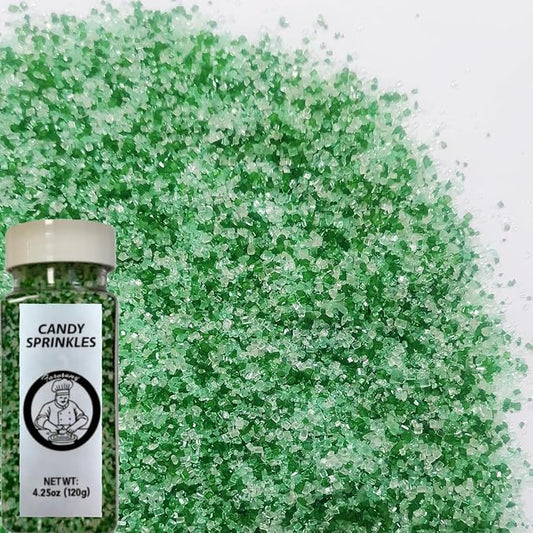 HeDeon&Rles Edible Green LightGreen White Sanding Sugar Crystals for Baking 120g/4.23oz Sparkling Sugar Crystals for Baking Cake Cupcake Icing Top Birthday Wedding Easter Halloween Christmas Supplies
