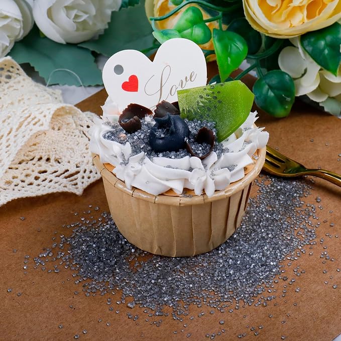Silver Sanding Sugar - Sparkling Sugar Crystals for Baking Decorations (130g/4.6oz) - Edible on Cookies, Cupcakes, Cakes, Ice Cream | Wedding, Party, Valentines Sugar Sprinkles