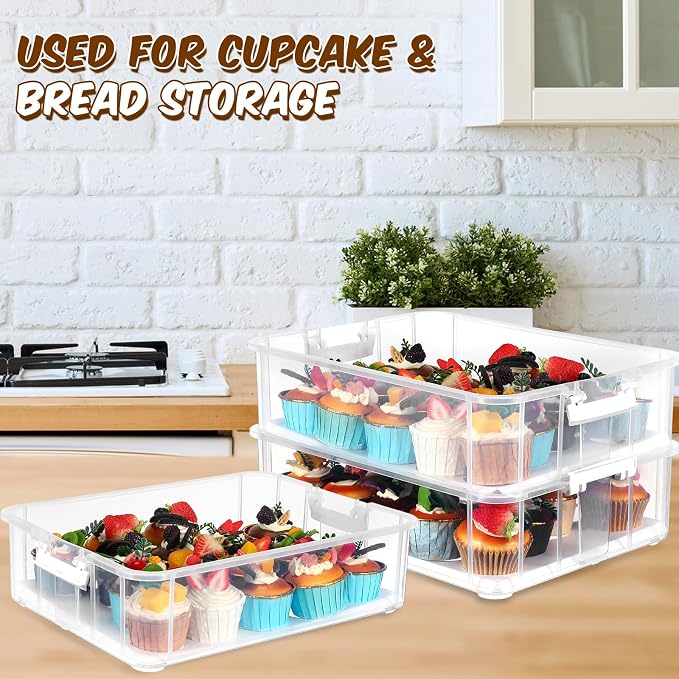Teenyyou 36 Cupcakes Carrier 2-layer for Cake Container Cupcake Holder with Lid and Handle Detachable Dessert Dessert Small Snack for Party Storage Container