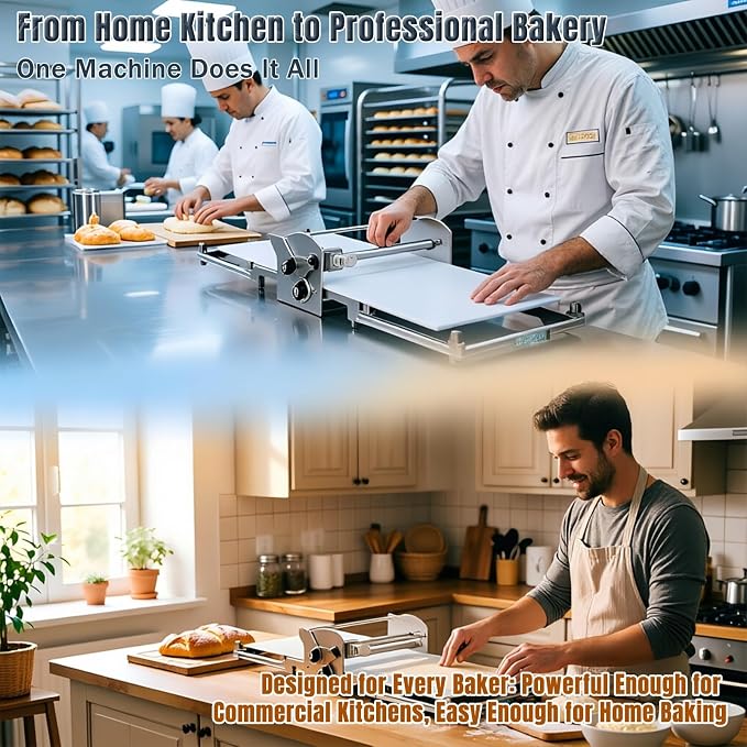 Commercial Electric Dough Sheeter, 22.7-Inch Commercial & Home Use Pasta Maker Machine, Adjustable Thickness 0-5mm, Supports forward and reverse control, for Home Bakers and Professional Bakeries