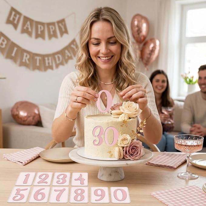 10PCS Rose Gold Acrylic Number Cake Toppers 0-9 Mirror Age Digit Cake Decorations for Birthday Cake Wedding Anniversary Baby Shower Dessert Table Cupcake Photo Props Party Supplies