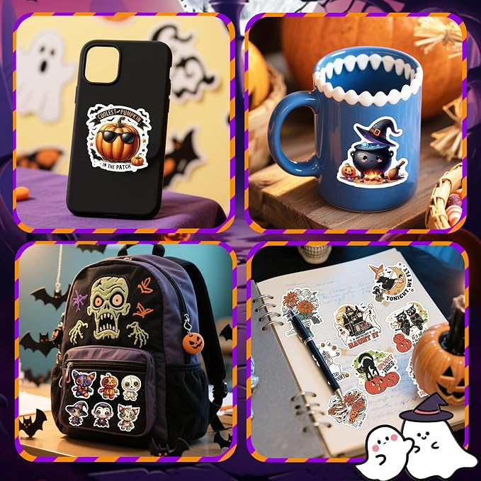 Halloween Stickers for Journaling & Scrapbooking - 130+ Cute Spooky Planner Decals| Vintage Aesthetic Junk Journal Craft Supplies