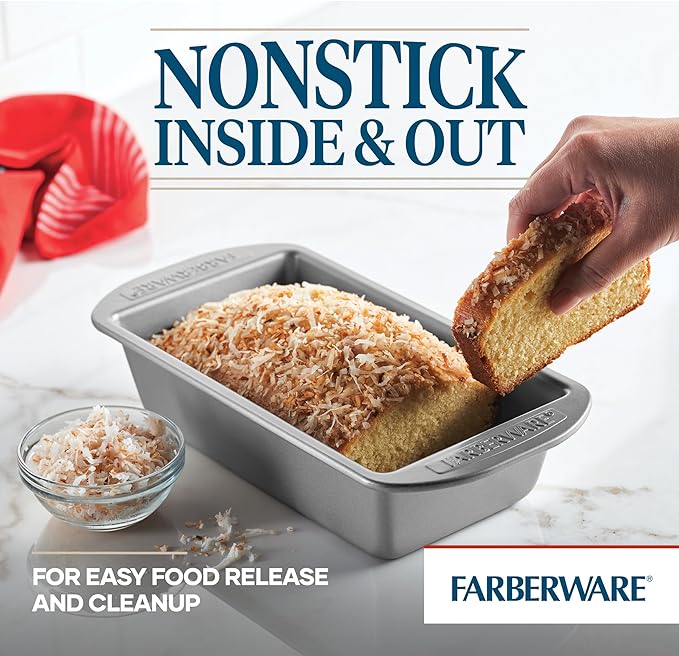 Farberware Bakeware Nonstick Loaf Pan, 9-Inch x 5-Inch, Loaf Bread Pans, Gray