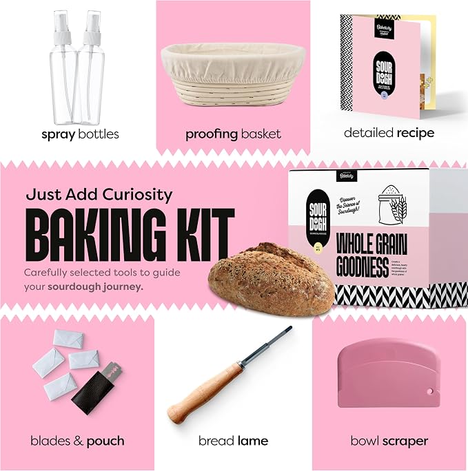 Baketivity Sourdough Multigrain Spelt Bread Kit – Kids & Family STEM Baking Kit with Whole Grains & Recipes, Educational DIY Bread Making Kit, Birthday Gifts for Kids