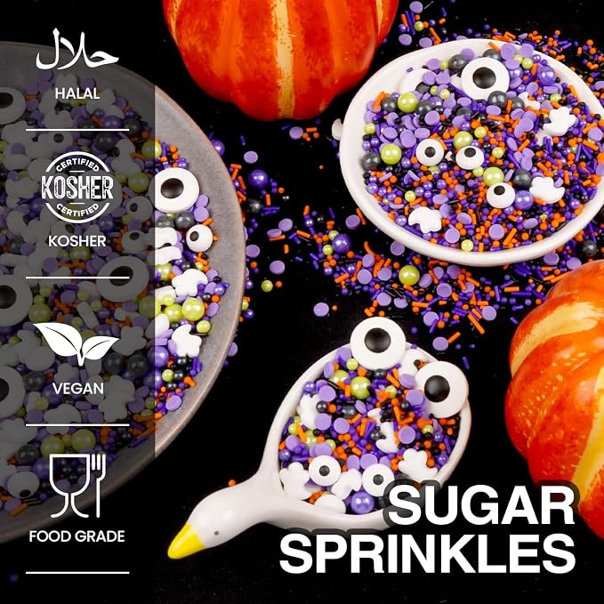 Halloween Eye Sprinkles for Cake Decorating, 150g/5.29oz, Edible Candy Eyeballs, Pearl Sugar Sprinkles Mix, Perfect for Cake Decoration, Cupcake Decorations Donuts Toppings