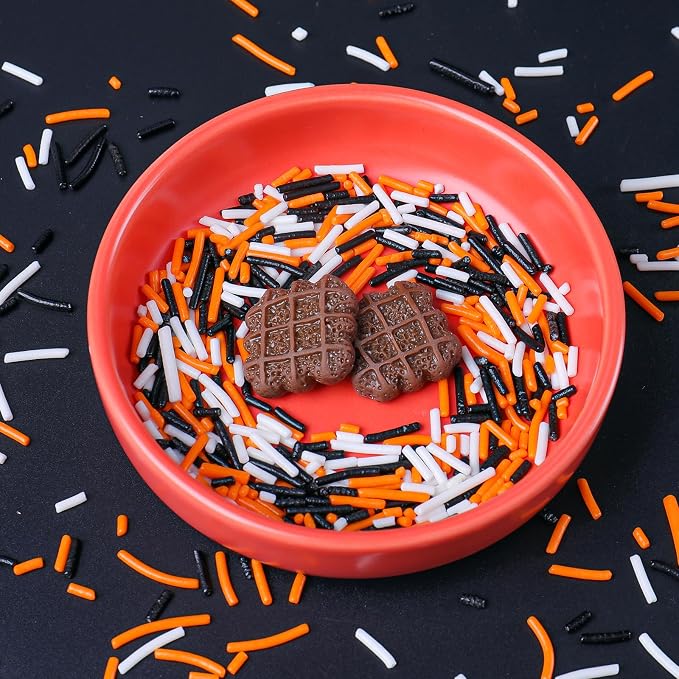 Halloween Jimmies Sprinkles - Black Orange White Jimmies Mix for Cake Decorating, Edible Cookie Cupcake Decorations for Fall Thanksgiving Halloween Baking & Party Treats