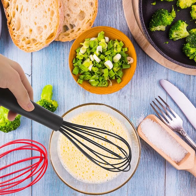 PRETYZOOM 3pcs Silicone Coated Whisk Set Small Medium Large Handheld Egg Beater Blender for Baking Cooking Non-stick Kitchen Utensils