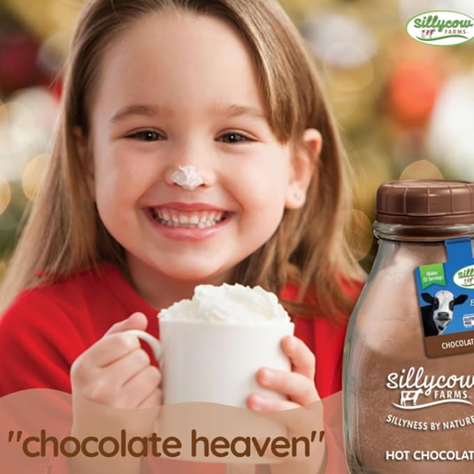 Sillycow Farms Hot Chocolate Mix Truffle Flavor | Vegan, Nut Free Certified Quality Cocoa Powder | Gluten-Free, Non-GMO & Dairy-Free | Reusable Packaging | 16.9 Oz Reusable Glass Bottle - Pack of 6