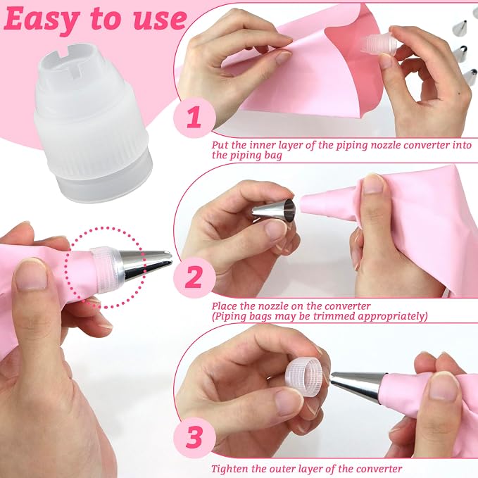 10 Pack Piping Bag Couplers for Icing Nozzles,4 different sizes（S 4PCS/M 2PCS/L 2PCS /XL 2PCS)