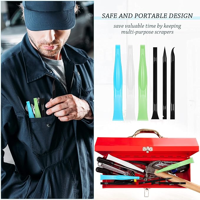 Honoson Non-scratch Plastic Scraper Tool Carbon Fiber Plastic Cleaning Tool Pen-shaped Stiff Scraper for Kitchen Sticker Scratch Cleaning