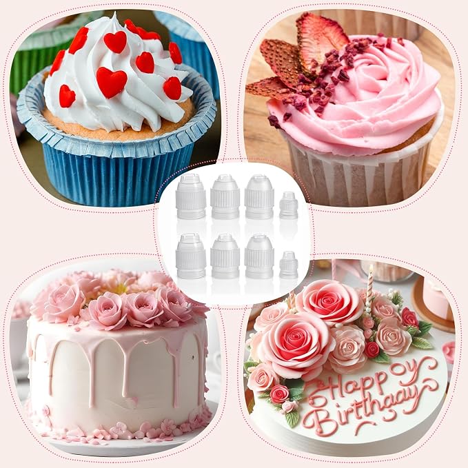 8 Pcs Couplers for Piping Bags, 4 Sizes Piping Bag Couplers for Cake Decorating, Pastry Bag Coupler for Bags, Icing Nozzles