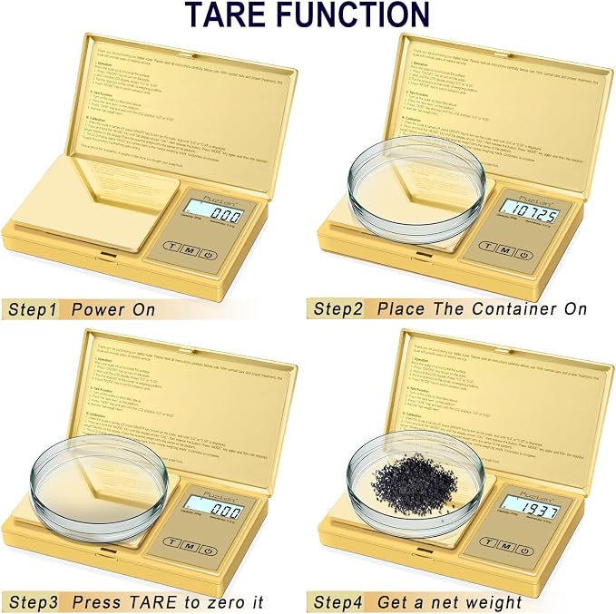Fuzion Gram Scale, 200gx0.01g Digital Pocket Scale Gold Titanium Plating, High Precision Small Scale, 6 Units Jewelry Scale with Back-Lit LCD, Tare Function for Food, Powder, Herb, Arrow, Travel