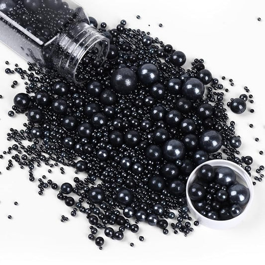Cobakey Black Sprinkles for Cake Decorations Edible Pearl Sprinkles for Cupcake Toppers Wedding Party Valentines Halloween Christmas Supplies 3.52 ounce