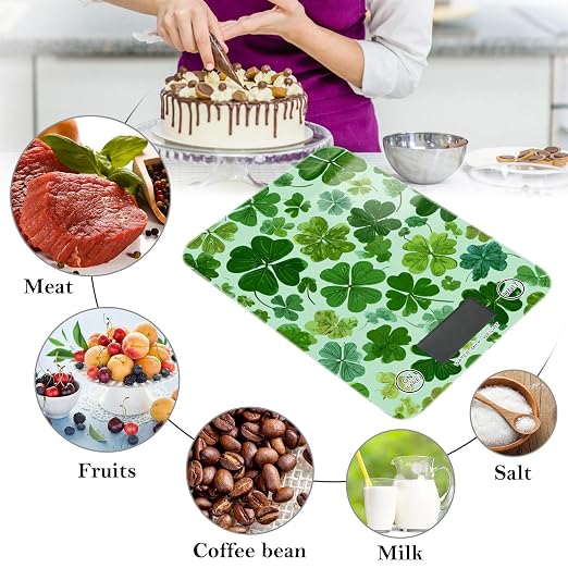 Food Scale Kitchen Scale Food Weight Scales Digital Weight Grams and Ounces Small Electronic Food Scale for Baking Cooking Green Nature St Patrick Clovers