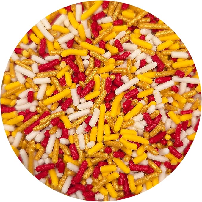 NCS Kansas City Game Day Red, Gold, Yellow & White Jimmies Edible Sprinkles – Cupcake, Cake & Cookie Decorations, 7 oz