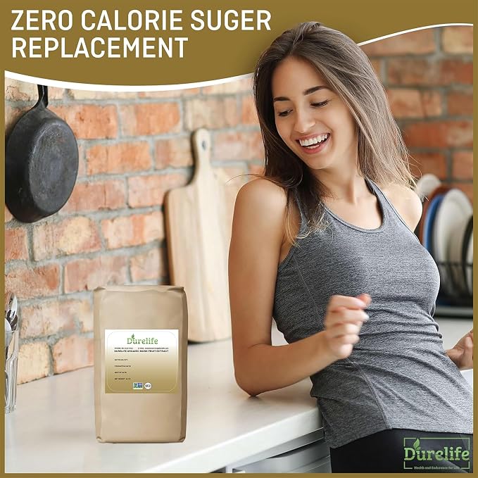 DureLife Organic 100% Pure Monk Fruit Sweetener, No Erythritol, 704 Oz | Zero Calorie Sugar Substitute, No Fillers, Keto Certified, OU Kosher, USDA Organic, Non-GMO Project Verified