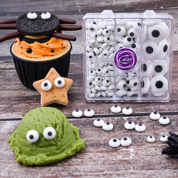 Edible Candy Eyes Sprinkles for Cake Decorating 4.6oz, Halloween Eyeball Sprinkles for Cookie Baking Ice Cream Brownie Cupcake Toppings