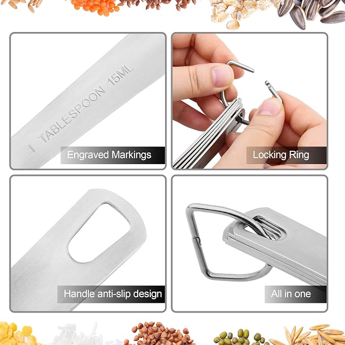 Measuring Cups and Spoons Set 18, Metric&US 18/8 Stainless Steel Measuring Cups and Spoons for Kitchen &Baking, Metal Measue Cup and Spoon for Dry&Liquid, 8 Measure Cups&9 Spoons w/Leveler
