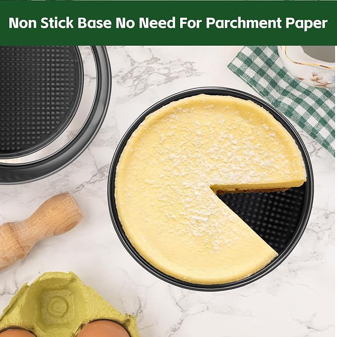 9 Inch Nonstick Springform Pan - Cheesecake Pan with Removable Bottom, Round Baking Mold for Cheesecake, Pie, Desserts & More - Baking Bakeware Accessory, Matte Black