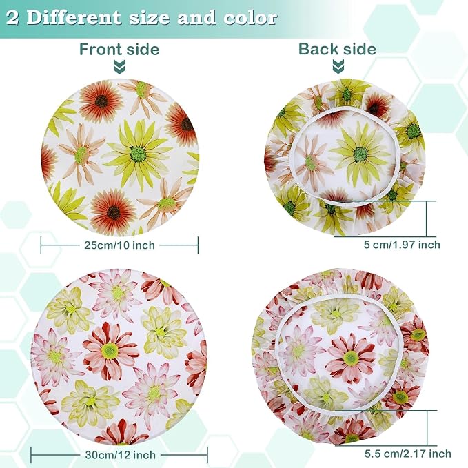 2 Large Reusable Beeswax Bowl Covers for Bread Proofing, 10/12 Inch Elastic Beeswax Wraps Cotton Cloth Sourdough Bowl Covers for Proofing Baskets, Mixer Bowls, Food Storage Containers