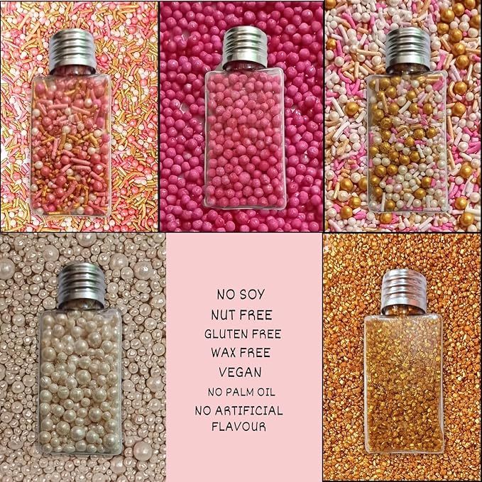 Confect Colorful Sprinkles for Cake & Cupcake Decorating Pearl & Gold White & pink Pearls Sprinkles | Fusion Mashup Pack | Edible, Vegan, Gluten-Free, Handcrafted- 5 Oz