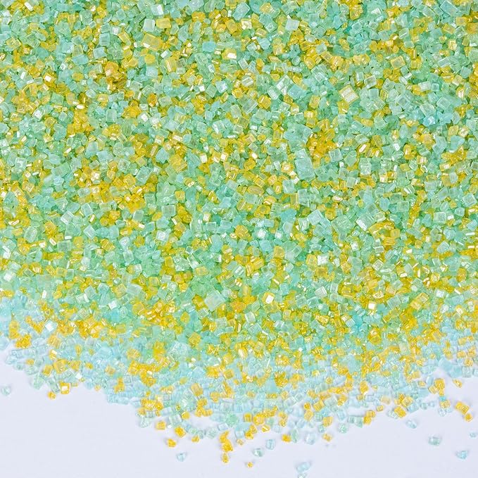 Edible Green Sanding Sugar Sprinkles,Edible Gold Light Green and Sky Blue Sprinkle Mix,150g/5.3oz,Edible Sugar Crystals for Cake Decorating,Sprinkle Mix for Baking Decorations,Cookies,Ice Cream,Fondant Cake,Caramel Apples,Cupcakes,Desserts,Soccer Sport...