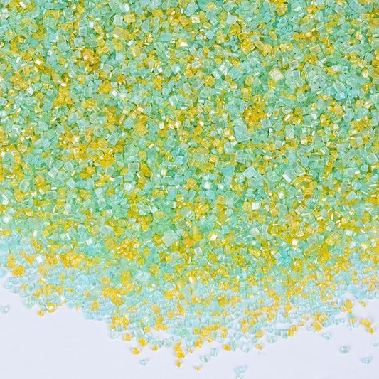 Edible Green Sanding Sugar Sprinkles,Edible Gold Light Green and Sky Blue Sprinkle Mix,150g/5.3oz,Edible Sugar Crystals for Cake Decorating,Sprinkle Mix for Baking Decorations,Cookies,Ice Cream,Fondant Cake,Caramel Apples,Cupcakes,Desserts,Soccer Sport...